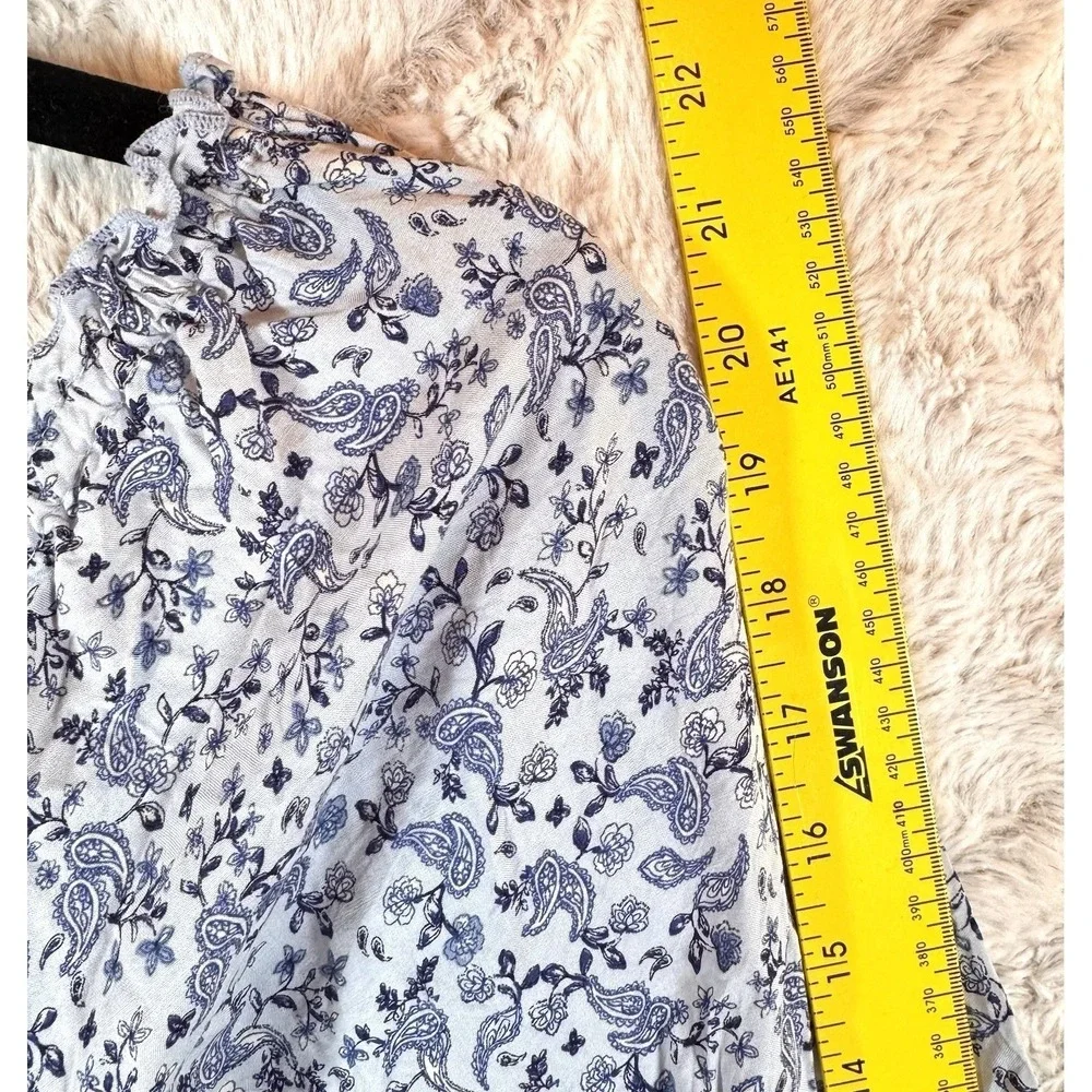 Old Navy Paisley Mini Dress Womens Medium‎ Blue Smocked Tiered Boho Cottagecore
